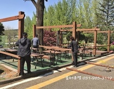 학교 파고라설치 조경시설물공사 작업